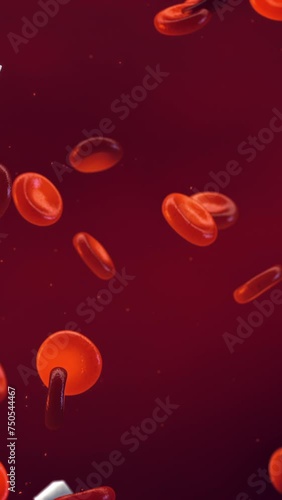 Blood cells and sugar cubes animation. Diabetes is a metabolic disorder caused by high levels of blood sugar, vertical video.
