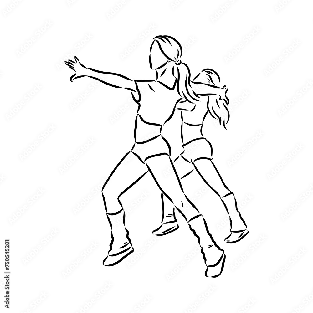 Hand drawn sketch of an exercising woman. Vector illustration. Hand drawn sketch of an exercising woman. Vector illustration.