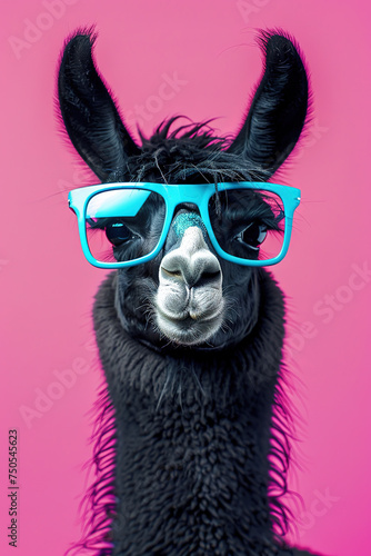 Lama in sunglasses. Generative AI