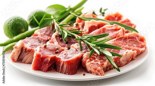 Pork meat isolated on white background. Generative AI.