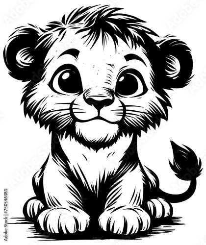 Baby Lion Linocut