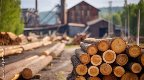 Sawmill  lumber mill  and stock of industrial wood