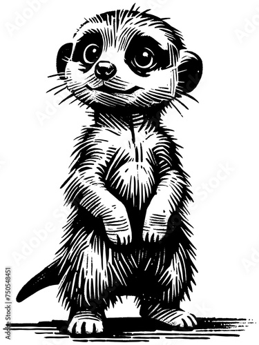 Baby Meerkat Linocut