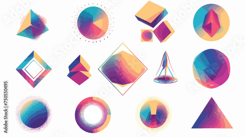 Abstract geometric shape icons isolated on white back