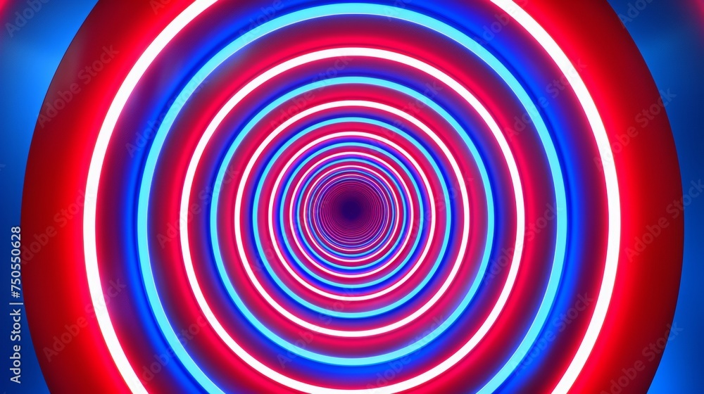 hypnotic spiral, CG animated, red white & blue neon colors, retro synthwave aesthetic hypnotic spiral, CG animated, red white & blue neon colors, retro synthwave aesthetic