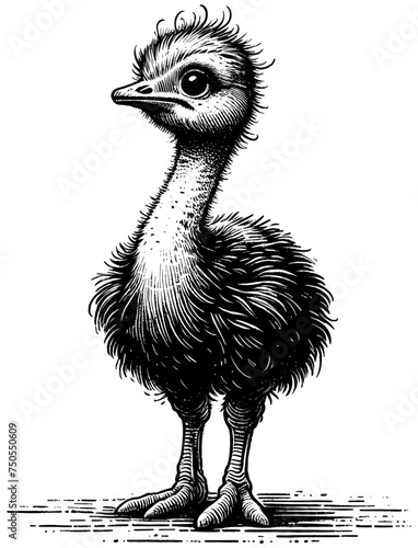 Baby Ostrich Linocut