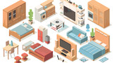 Appartment isometric left top view 3D icon Flat vector