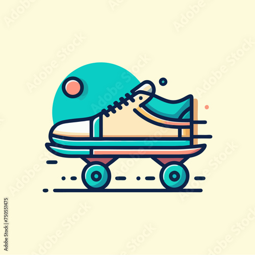 Simple Minimalist Sneakers Line Art Monoline Illustration Design with Clean Background