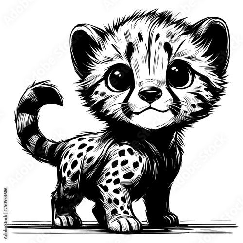 Photography Baby African Cheetah Linocut