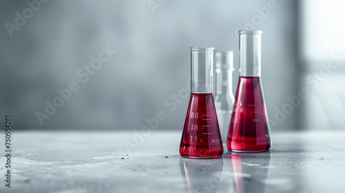 Wallpaper Mural Flasks filled with blood specimens on a marble surface symbolize the purity of scientific research. Torontodigital.ca