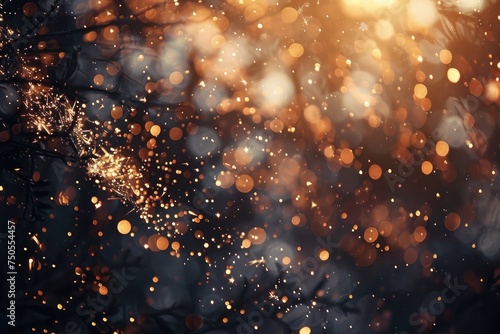 Mystical Glitter  A Cosmic Dance of Golden Bokeh Lights - Enchantment Generative AI