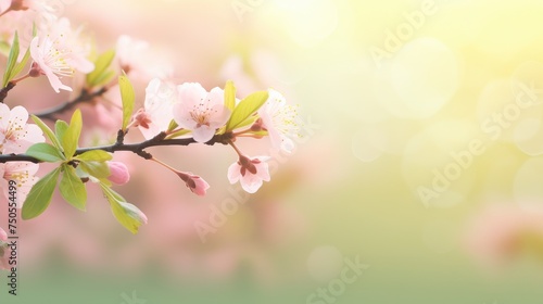 Delicate Spring Blossoms Basking in Soft Sunlight - A Serene Floral Symphony Generative AI