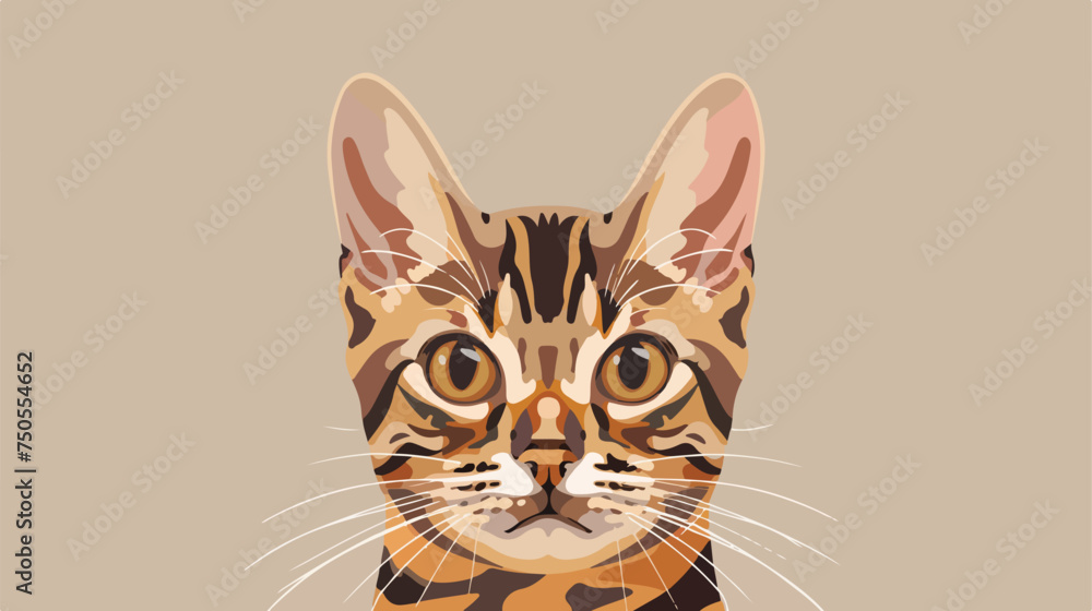 Cat face cute spotted striped brown muzzle of Bengal
