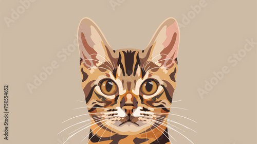 Cat face cute spotted striped brown muzzle of Bengal