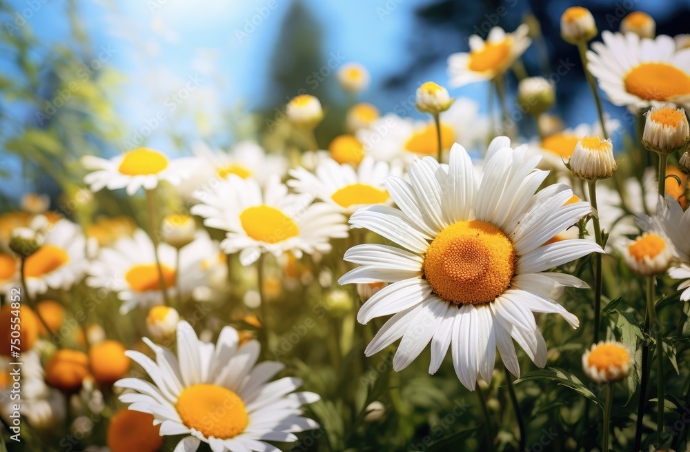 Field of Daisies Bathed in Warm Sunlight - A Symbol of Spring's Arrival - Generative AI