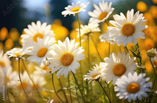 Field of Daisies Bathed in Warm Sunlight - A Symbol of Spring s Arrival - Generative AI