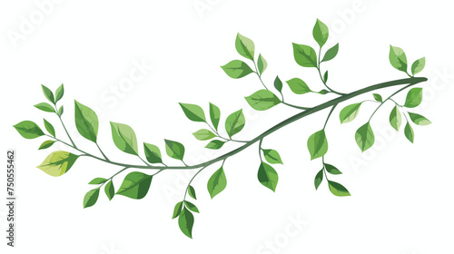 Branch with green leaves.A simple flat Flat vector © Megan