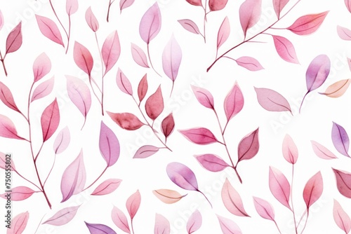 Abstract pattern background with pink tree leaves. Watercolor style