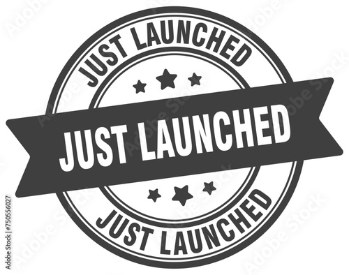 just launched stamp. just launched label on transparent background. round sign