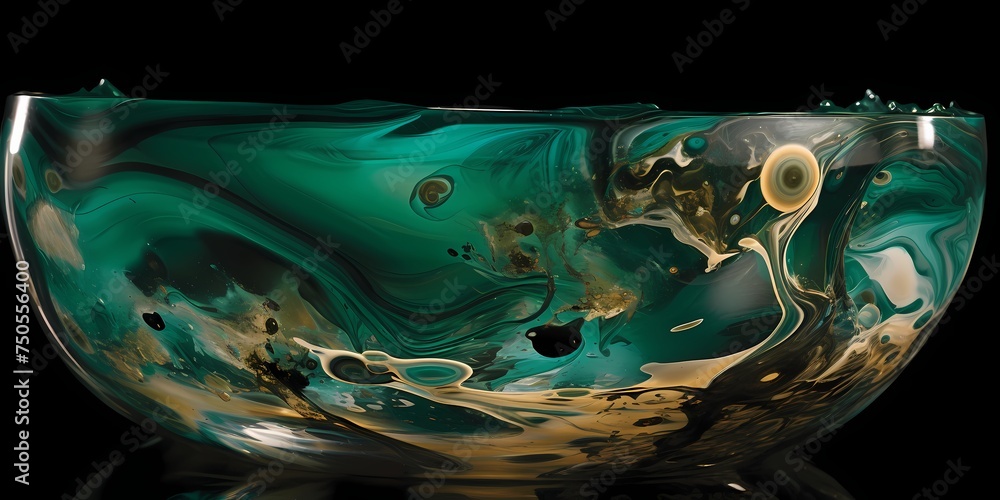 Swirls of emerald and topaz meld together, forming a luxurious and ...