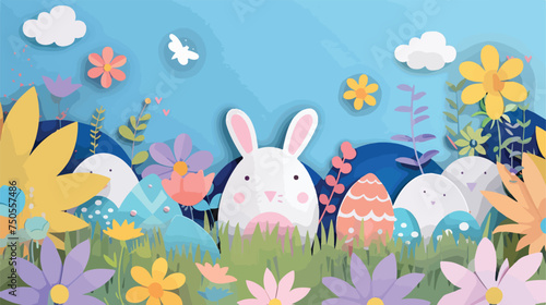 Happy easter concept colorful design in minimal trend © Aina
