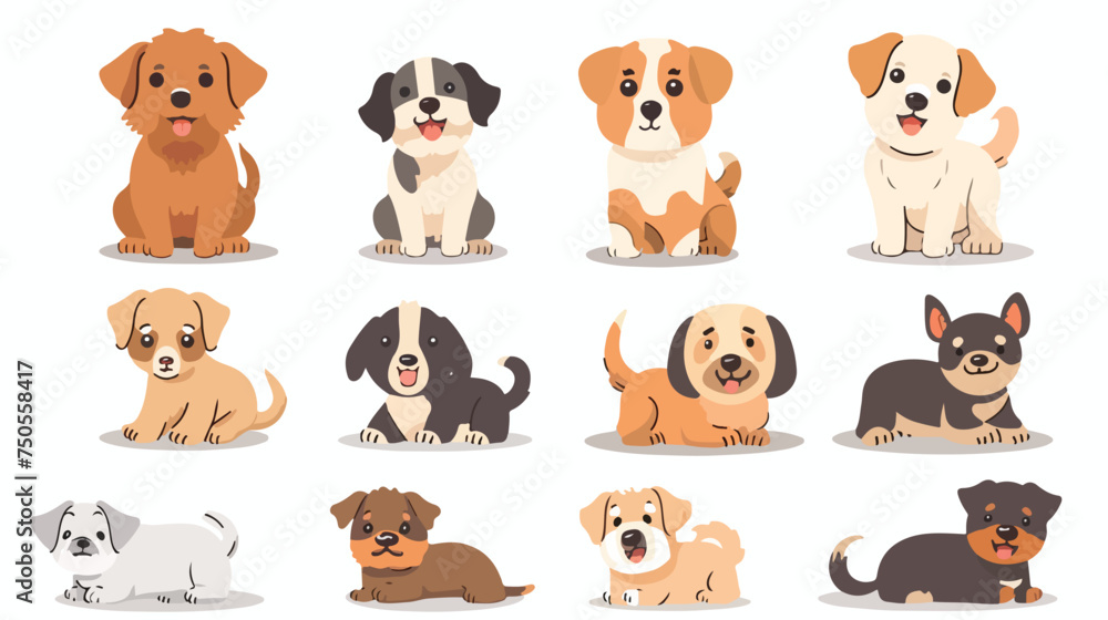 Cute dogs doodle vector . Cartoon dog or puppy charac