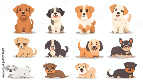 Cute dogs doodle vector . Cartoon dog or puppy charac