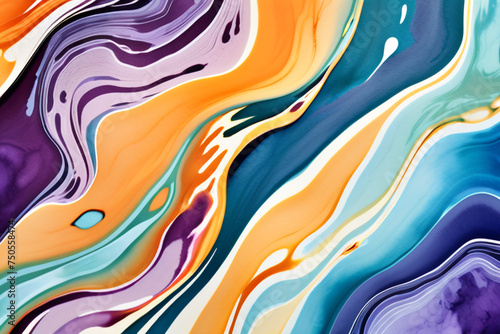 Closeup of abstract watercolor paint background texture with liquid fluid marbled paper texture banner texture. Generative AI            AI 