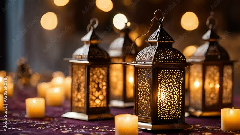 islamic lantern against blurry background islamic lantern against blurry background