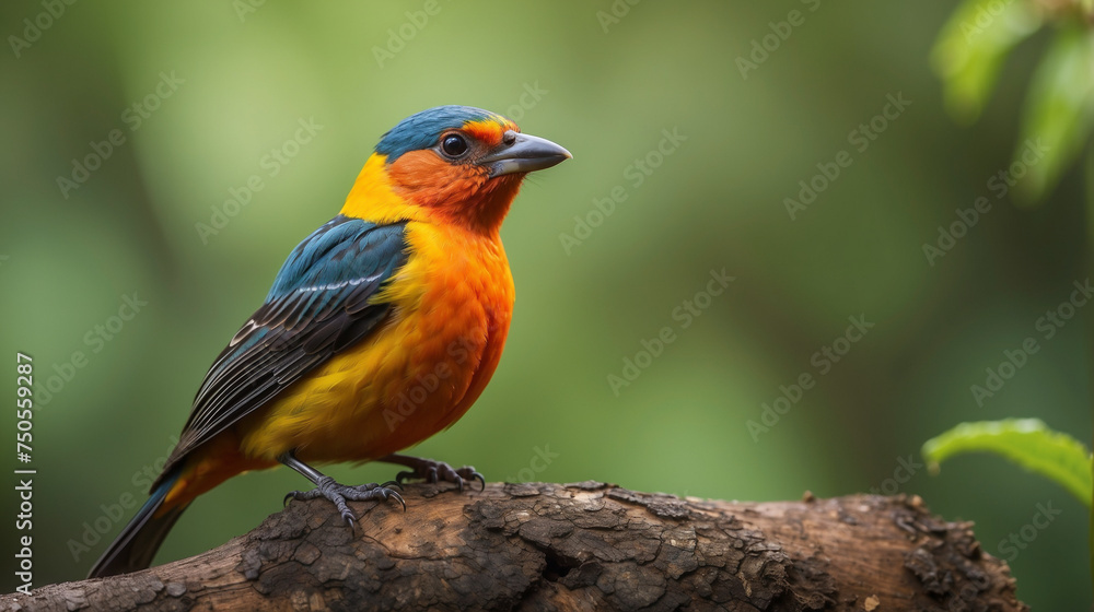 Finch on tree trunk 