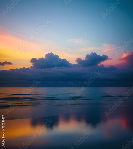 Puesta de sol en la playa con hermosos colores