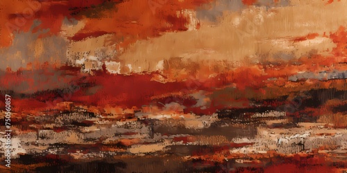 Layers of burnt orange and sumptuous chestnut intertwine, evoking the captivating allure of molten copper and molasses hues melding together in a vivid, abstract tapestry.