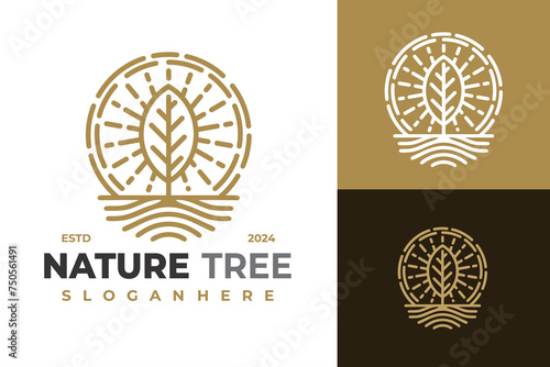 Tree Minimalist Linear Logo design vector symbol icon illustration photo