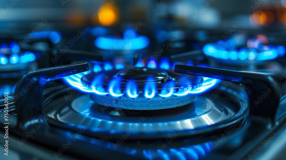 Gas stove, gas burner, cooking stove close up view. Gas stove, gas burner, cooking stove close up view.