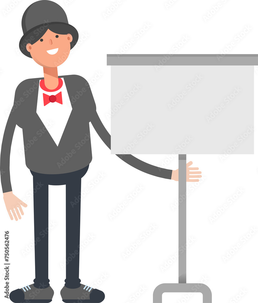 Magician Character Presenting Whiteboard
Magician Character Presenting Whiteboard