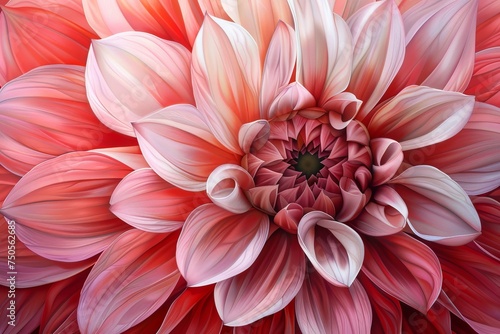 Dahlia Flower Botanical Illustration, Chrysanthemum Realistic Painting, Dahlia Drawing Imitation © artemstepanov