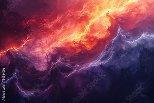 Abstract Fiery Nebula Waves with Cosmic Energy 