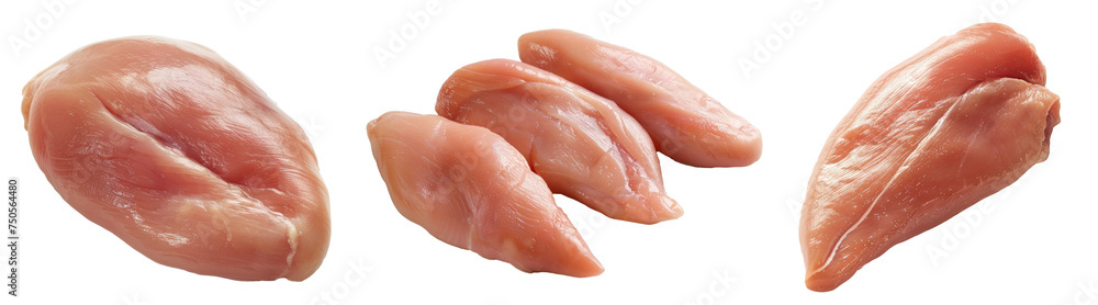 Raw chicken breast or chicken fillet, isolated or white background Raw chicken breast or chicken fillet, isolated or white background