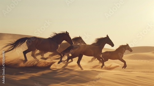 Energetic image of horses running in the desert the © Cybonad