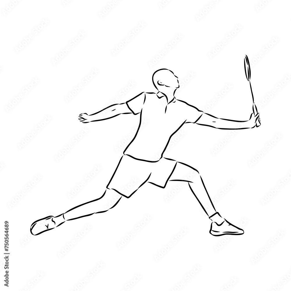 illustration of Badminton. Hand drawn. illustration of Badminton. Hand drawn.