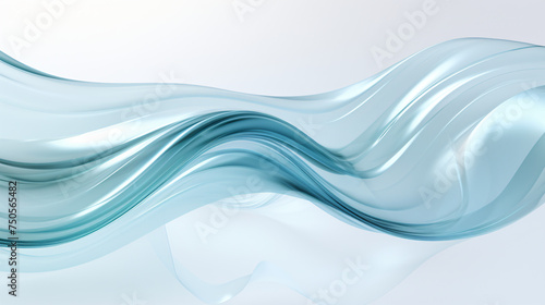 Flowing wave transparent glass cloth 3d rendering.