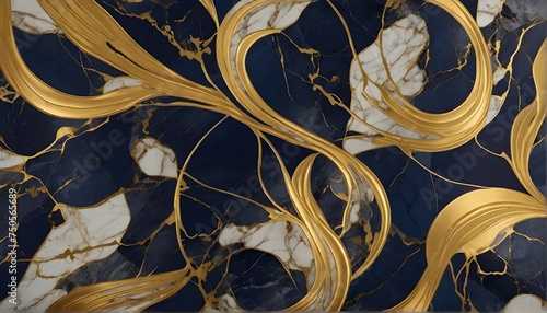 "Indulge in the opulence of a silver and gold marble pattern, set against a dark blue background. The intricate details and variations will leave you in awe."