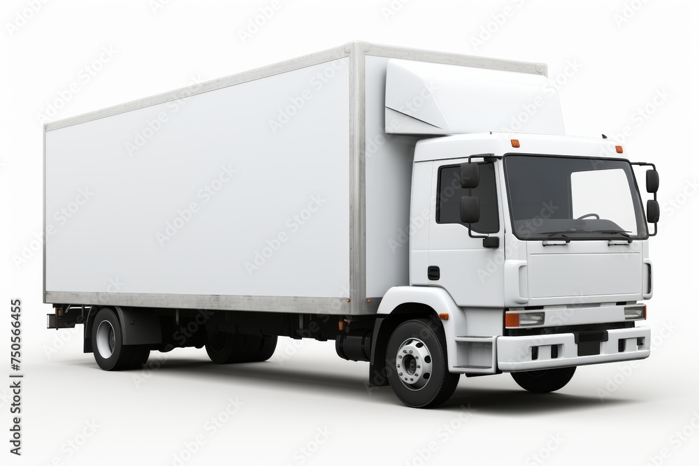 Side view mockup of small white truck on white background - commercial delivery template