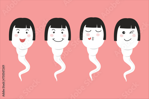 sperm and egg character. human sperm and egg cute cartoon