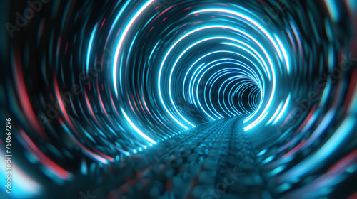 Glowing round illuminated lines with motion blur 3d