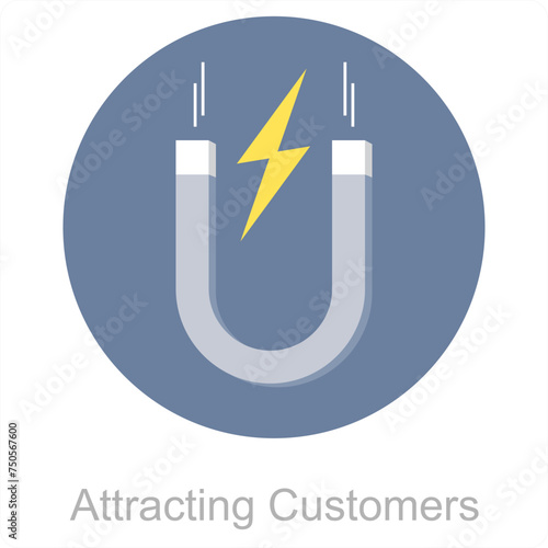 Attracting customers and magnet icon concept