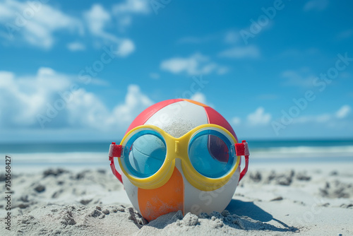 Sunglasses sunbathing on the sandy beach  summer  vacation concept nature travel
