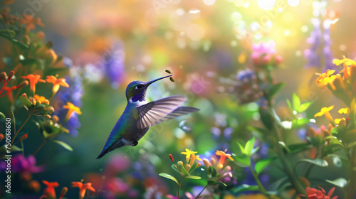 Hummingbird colorful in the wild nature. © Cybonad