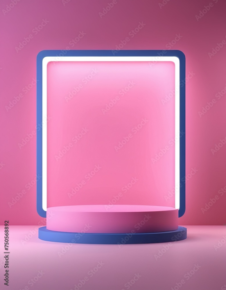 Abstract podium with neon lighting Abstract podium with neon lighting