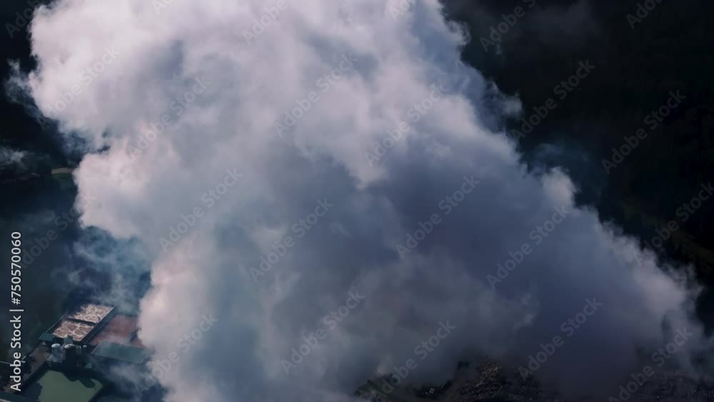 Thick Smoke From An Industrial Chimney - Drone Shot Thick Smoke From An Industrial Chimney - Drone Shot